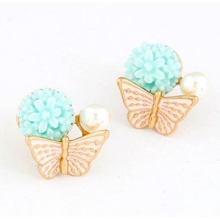 Butterfly Pearl Stud Earrings